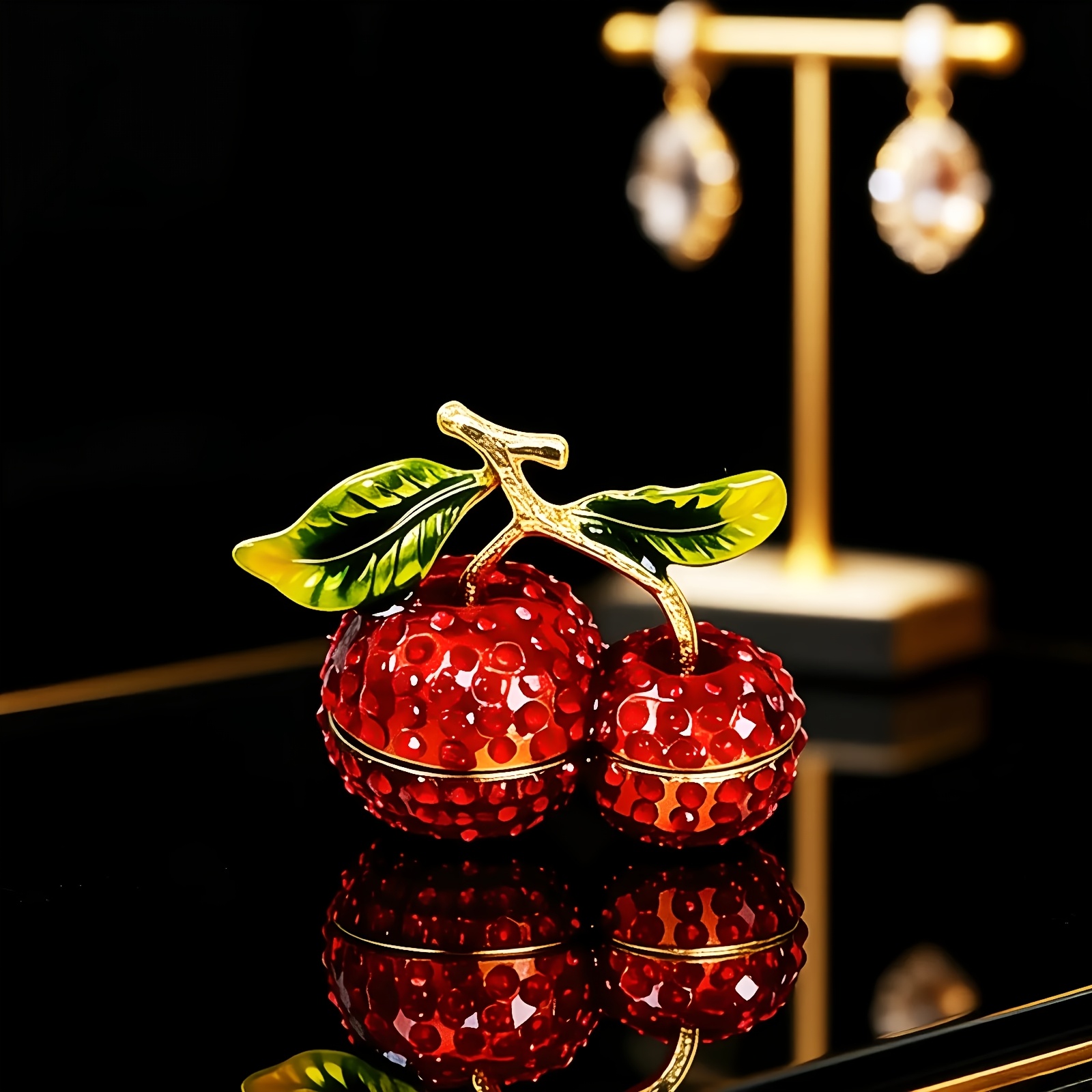 Zinc Alloy Orange Cherry Shaped Jewelry Box